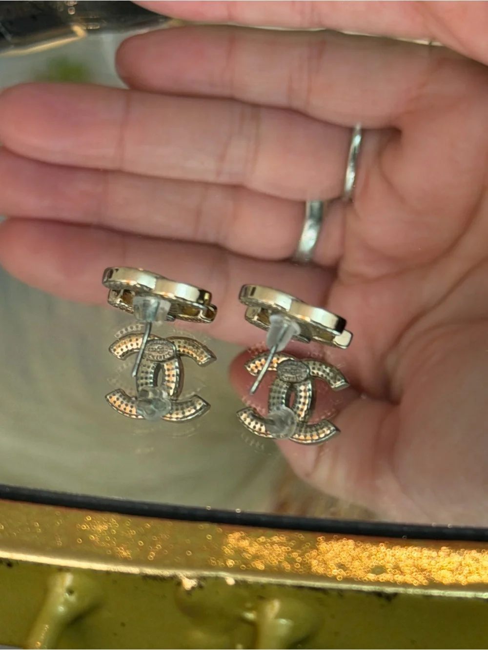 CHANEL gold and Crystal Earrings
